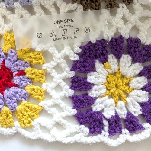 Crochet Crop Top Womens Granny Square Boho Patchwork Pullover 70s Size Medium - Picture 6 of 6