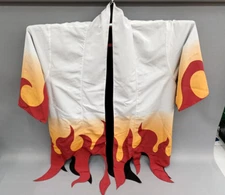 Demon Slayer Rengoku Kyojuro Haori Cosplay Cloak Robe Flame Pattern Japan Used