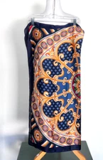 Constitution Hall Women Blue & Gold Large Circle Motif, 35" x 35", 100% Silk