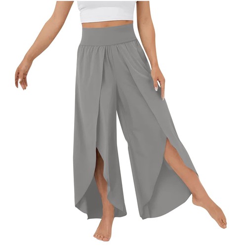 Women Wide Leg Pants Linen Elasticated Waist Yoga Hippie Boho Beach Plus Size - Picture 34 of 57