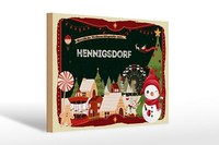 Holzschild Weihnachten GrüßE Hennigsdorf Geschenk Schild Wooden Sign 30X20 Cm
