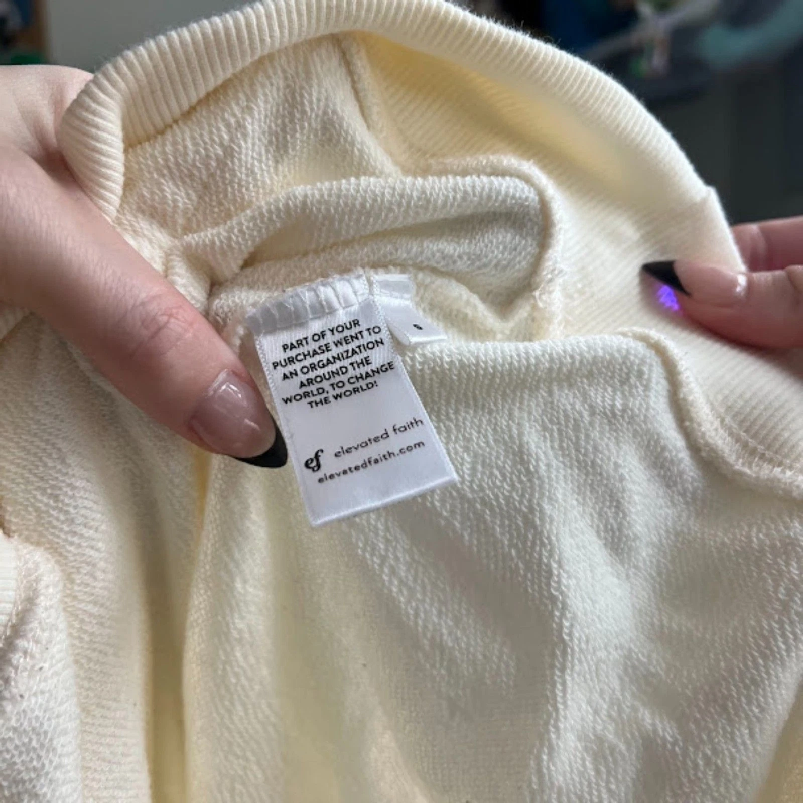 OFF WHITE Felpa con cappuccio grafica pull over avorio e rossa nuova senza etichette Elevata Faith God Is Love taglia S