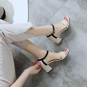 Sandalias Mujer Elegante de Verano Puntera Abierta Tira al Tobillo Zapatos  Tacón Bloque Grueso Mid | eBay