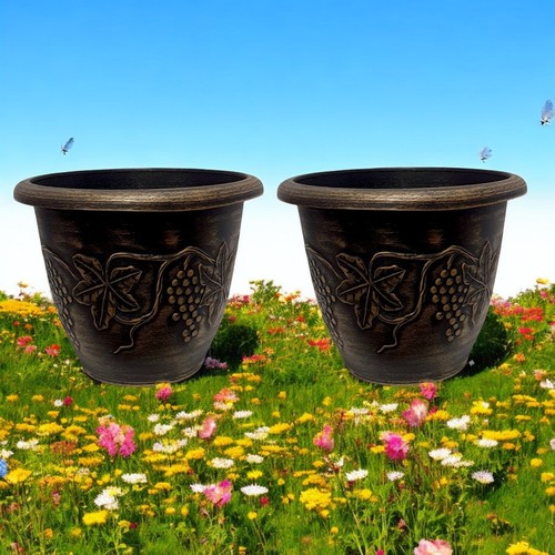Decorative Outdoor Flower Pot | Antique Look Grapevine Patio Planter 37cm - Picture 39 of 44