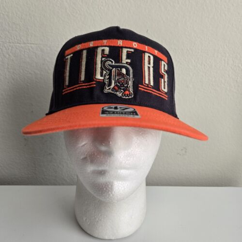 Detroit Tigers '47 Brand Hitch Spellout Hat Snapback MLB Retro Throwback 2 Tone - Picture 2 of 8