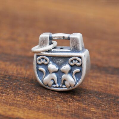 Cat　0102 ♡ 925 Sterling Silver Cute Cat Lock Pendant A5157 | eBay