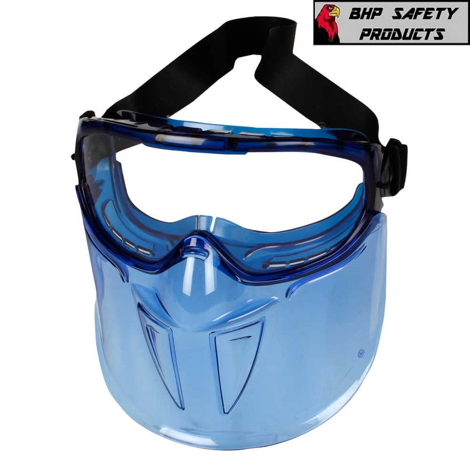 KLEENGUARD V90 PROTECTOR FACIAL PREMIUM CON GAFAS, MARCO AZUL, LENTE TRANSPARENTE, ANTINIEBLA Foto 2 de 4