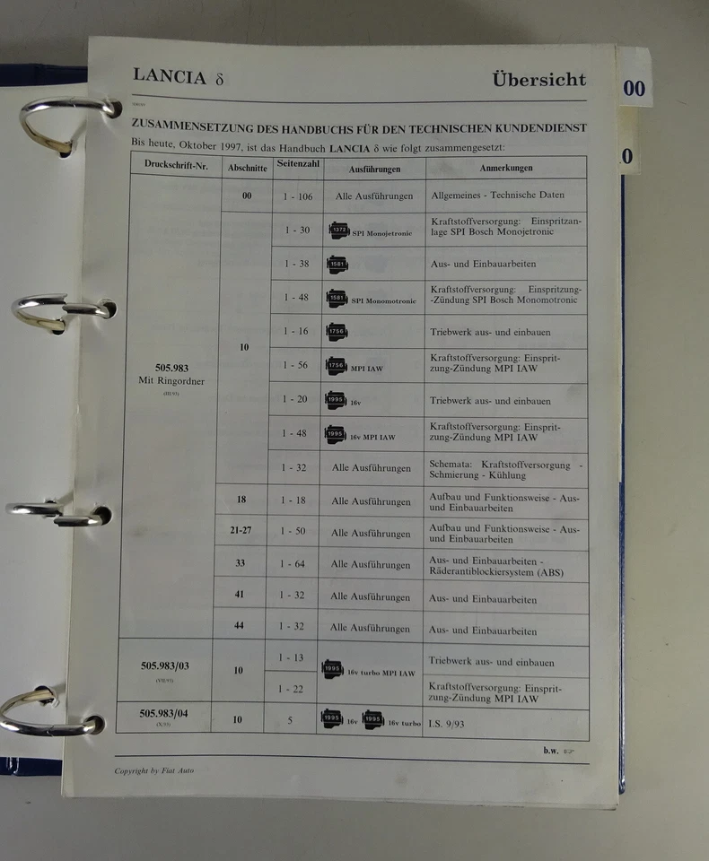 Manual de Taller (3 Volúmenes) Lancia Delta II Tipo 836 Incl. HF Turbo Año Fab. - Imagen 2 de 4