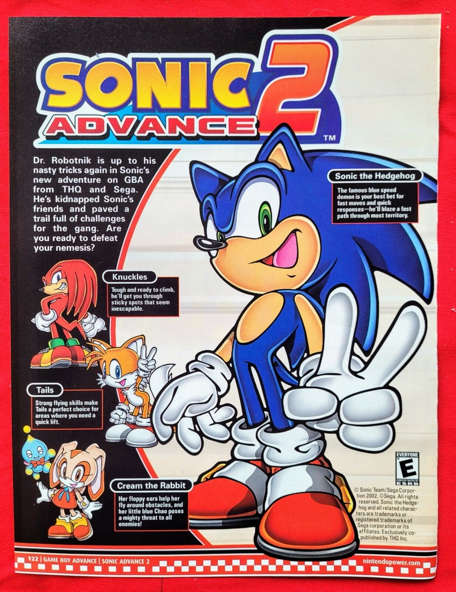 2003 SONIC 2 ADVANCE Nintendo Game Boy Video Game = Promo Art