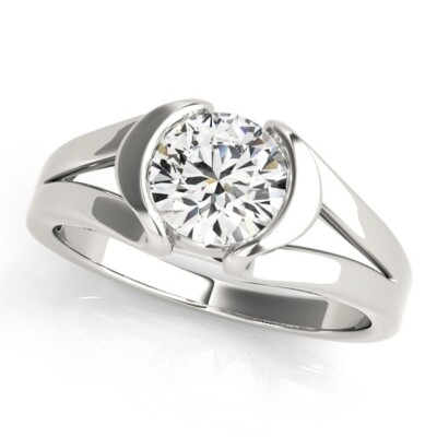 1.00 Ct Round Cut Lab Created Diamond Engagement Wedding Ring 14K White Gold C