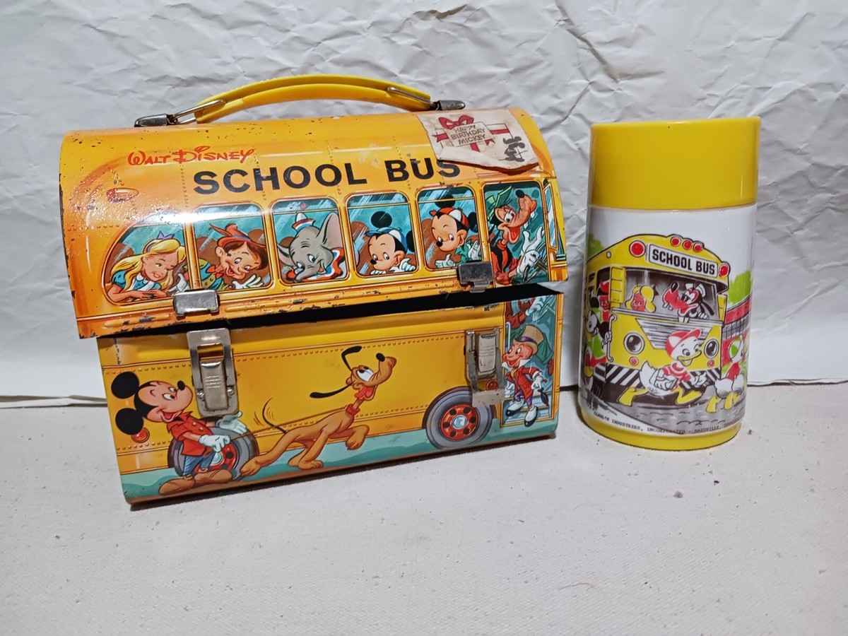Vintage Walt Disney School Bus Lunch Box w/ Thermos | eBay