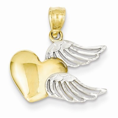 Charming Girl 14k Gold Two-Tone Heart Stud Earrings