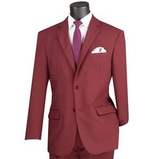 BIG  TALL Men's Burgundy 2-Button Classic-Fit Poplin Polyester Suit NWT