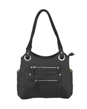 New Leather Locking Concealment Purse Ccw Concealed Carry Gun Shoulder Bag Black