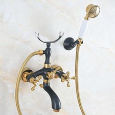 Black Gold Color Bathtub Clawfoot Faucet Mixer Tap Telephone Handheld Shower