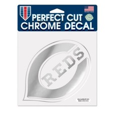 CINCINNATI REDS PERFECT CUT CHROME DECAL 6"X6" PERFECT FOR WINDOWS HIGH QUALITY