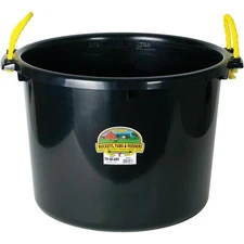 Little Giant Plastic Muck Tub, Utility Bucket with Handles, 70 Quart, Black