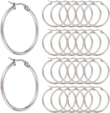 1 Box 60Pcs 30Mm Hoop Earring Findings Stainless Steel Earring Beading Hoops Set