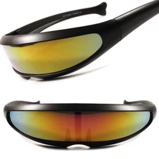 Red Yellow Mirror Lens Alien Space Costume Cyclops Futuristic Novelty Sunglasses