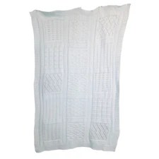 Zara Home Light Blue Textured Woven Knit Baby Blanket 27" X 42"