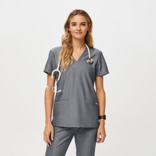 Figs Shirt Womens S Gray Casma 3 Pocket Scrub Top Nurse Hospital Medical