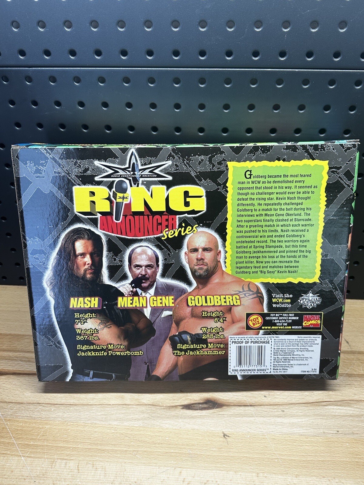 Retired 1999 WCW RING ANNOUNCER 3 PACK MEAN GENE GOLDBERG AND KEVIN NASH FIGURE