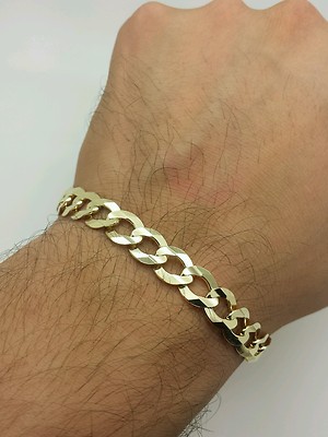 14k Solid Yellow Gold High Polish Cuban Curb Link Chain Bracelet