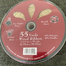 Metallic Wired Christmas Ribbon "Red w/Gold Snowflakes  2 1/2  55 Yds NIP