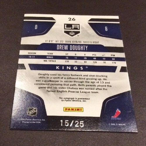 Drew Doughty 2010-11 Leaf Certified Mirror Gold Autograph /25 Kings Auto - Picture 2 of 3