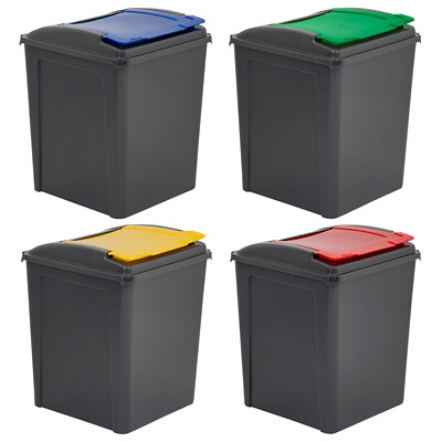 Kunststoff 50L Abfall Recycling Mülleimer Deckel Müll Mülleimer Garten Küche UK