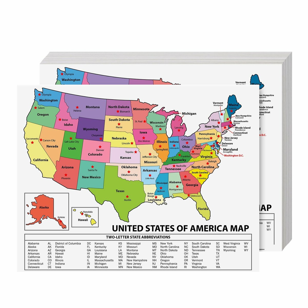 United States Map - USA Poster, US Educational Map - 8.5 x
