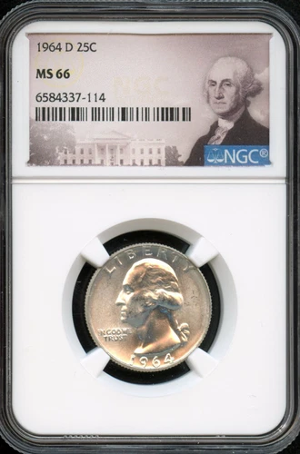 NGC - Washington Quarter - 25c - 1964 D - MS-66