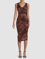 Guess Women's Black Abstract V-Neck Sleeveless Faux Wrap Dress Size 8