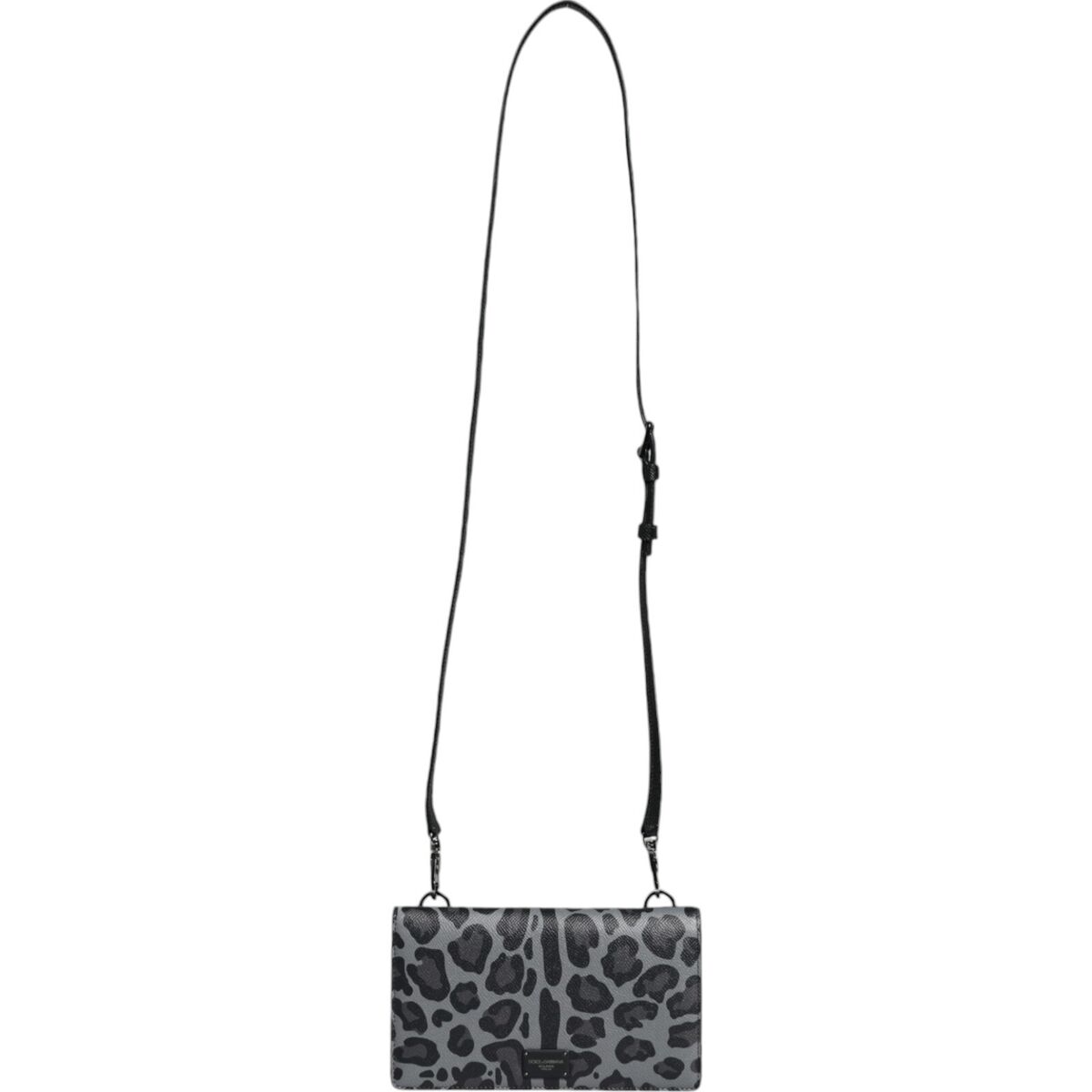 DOLCE & GABBANA Bag Black Gray Leopard Leather Bifold DOLCE & GABBANA Bag Black Gray Leopard Leather Bifold