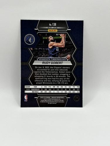 Rudy Gobert~Minnesota Timberwolves~2022-23 Mosaic #138 Silver Prizm - Picture 2 of 2
