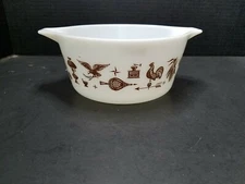 Vintage Pyrex Early American White Casserole Dish No Lid