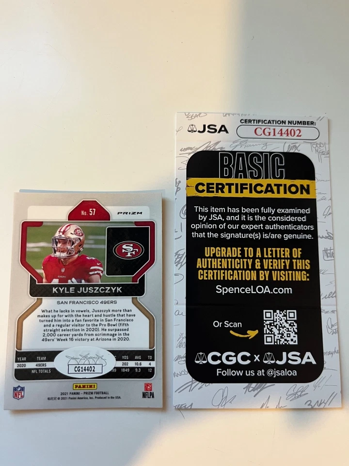 Kyle Juszczyk Signed 2021 Panini Prizm Orange Cracked Ice #57 Auto Card JSA COA - Image 2 of 2