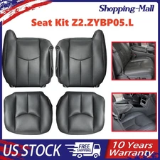 Front Leather Seat Cover 4pcs Dark Gray For 2003-2006 GMC Sierra Chevy Silverado