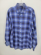 Tailorbyrd Shirt Mens XL Blue Plaid Long Sleeve Button Up Preppy Office Cotton