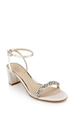 Jewel Badgley Mischka Danni Low Block Heel Sandal 8.5 Champagne