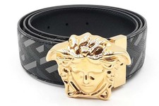 Versace La Greca Print Reversible Belt With La Medusa Buckle Size 40 Eb0126lxzdu