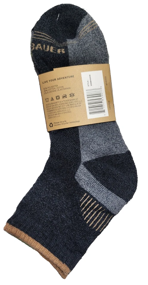 Eddie Bauer Men Crew Socks 4 Pair Pack Black & Gray Midweight Shoe 7-12 - Image 2 of 4