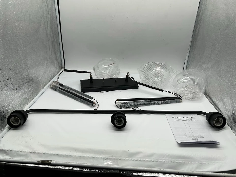 Подвесной светильник Florabelle 3 лампы остров матовый черный прозрачный глобус стеклянные абажуры - Изображение 3 из 4