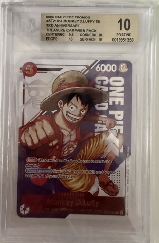 Bandai 2025 One Piece Promos Monkey D. Luffy ST21014 SR Holo Promo BGS 10