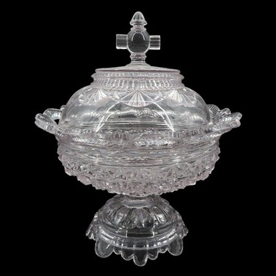 Belmont CHIPS Purple Glass Covered Compote Dish Daisy Button Pedestal Victorian