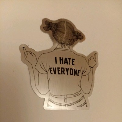 I hate everyone - Mädchen Silber Spiegel Aufkleber Sticker