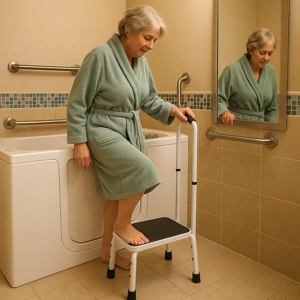 Step Stool with Handle for Ederly,Sturdy and Lightweight Stool with Anti-Skid Pl - Image 2 of 4