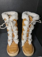 VTG Cabela's Made in Canada Leather Shearling Moccasin Boots Women's Size 7