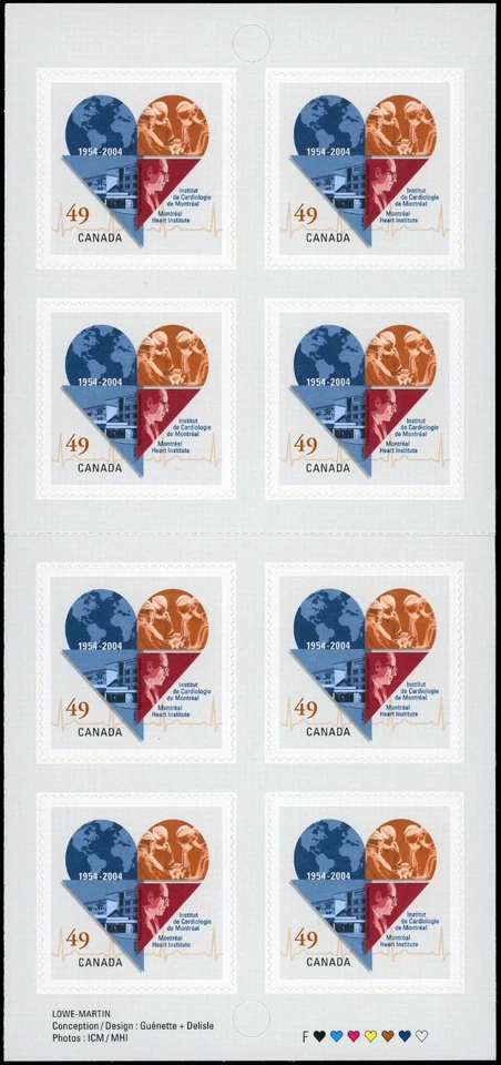 Canada Stamps Booklet of 8, Montreal Heart Institute, #2056A, BK296 MNH - Image 2 of 2