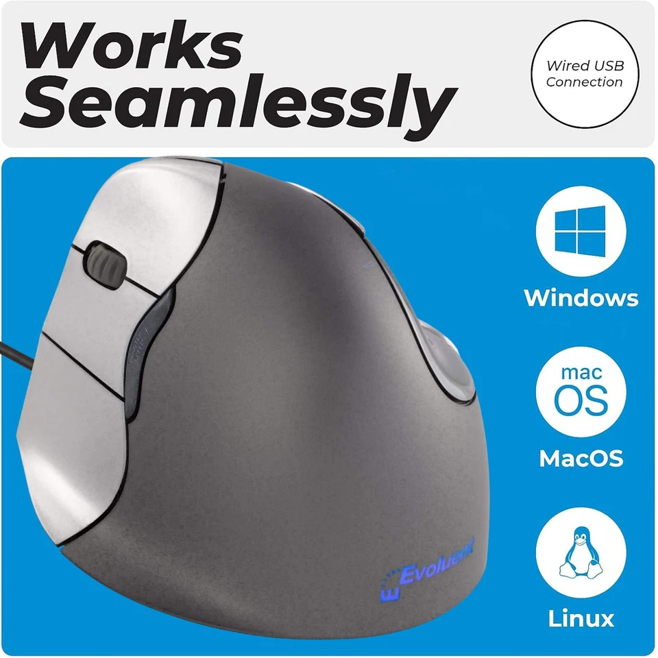 VM4L VerticalMouse 4 Left Hand Ergonomic Mouse with Wired USB Connection (Reg... - Image 3 of 4